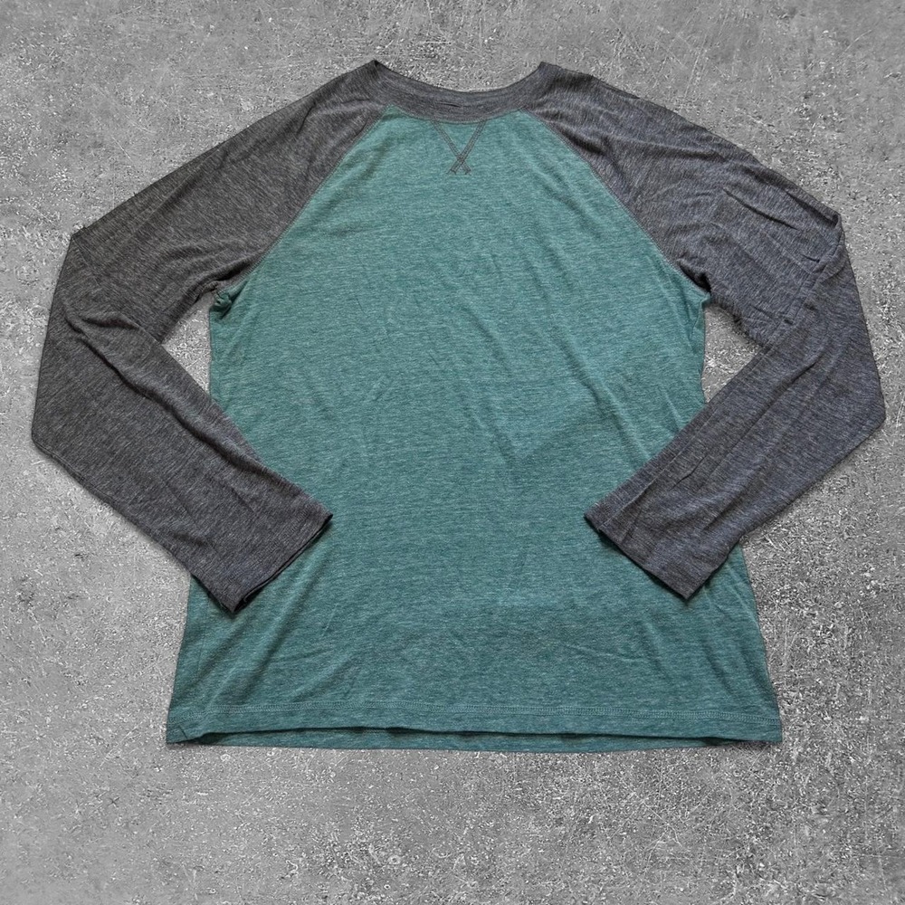 Urban Pipeline Mens Long Sleeve Raglan Shirt Teal Gray Heathered Baseball Tee M